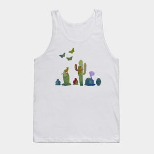 cacti, cat and butterflies Tank Top